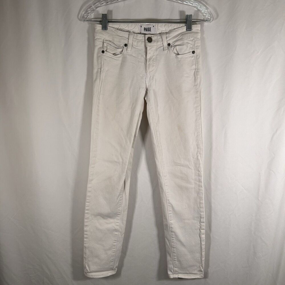 PAIGE Jeans Women's 25 White Denim Skyline Ankle Peg Low Rise Cotton Blend